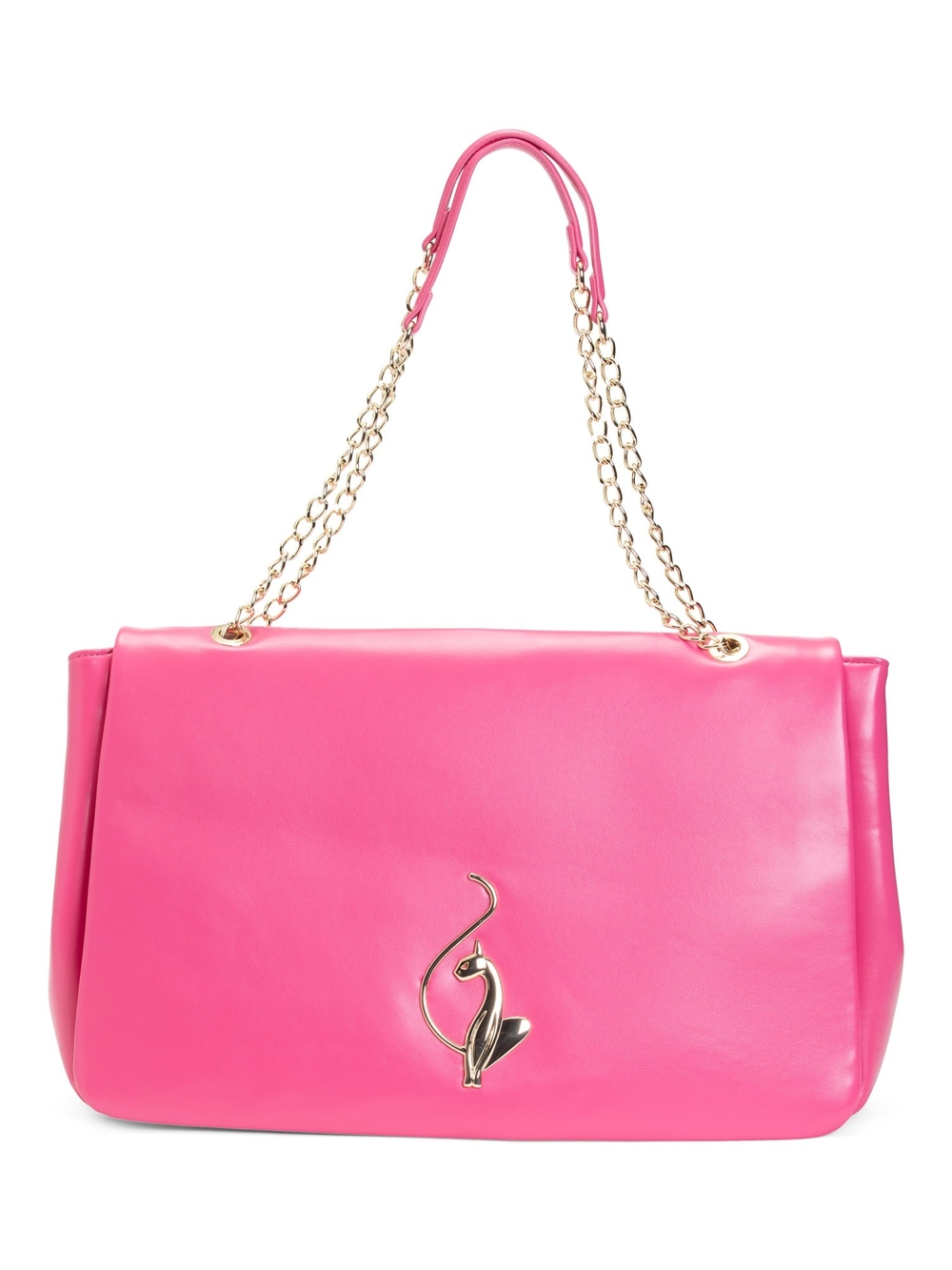 Baby Phat Hot Pink Chain-Handle Shoulder Bag with Gold Tone Logo
